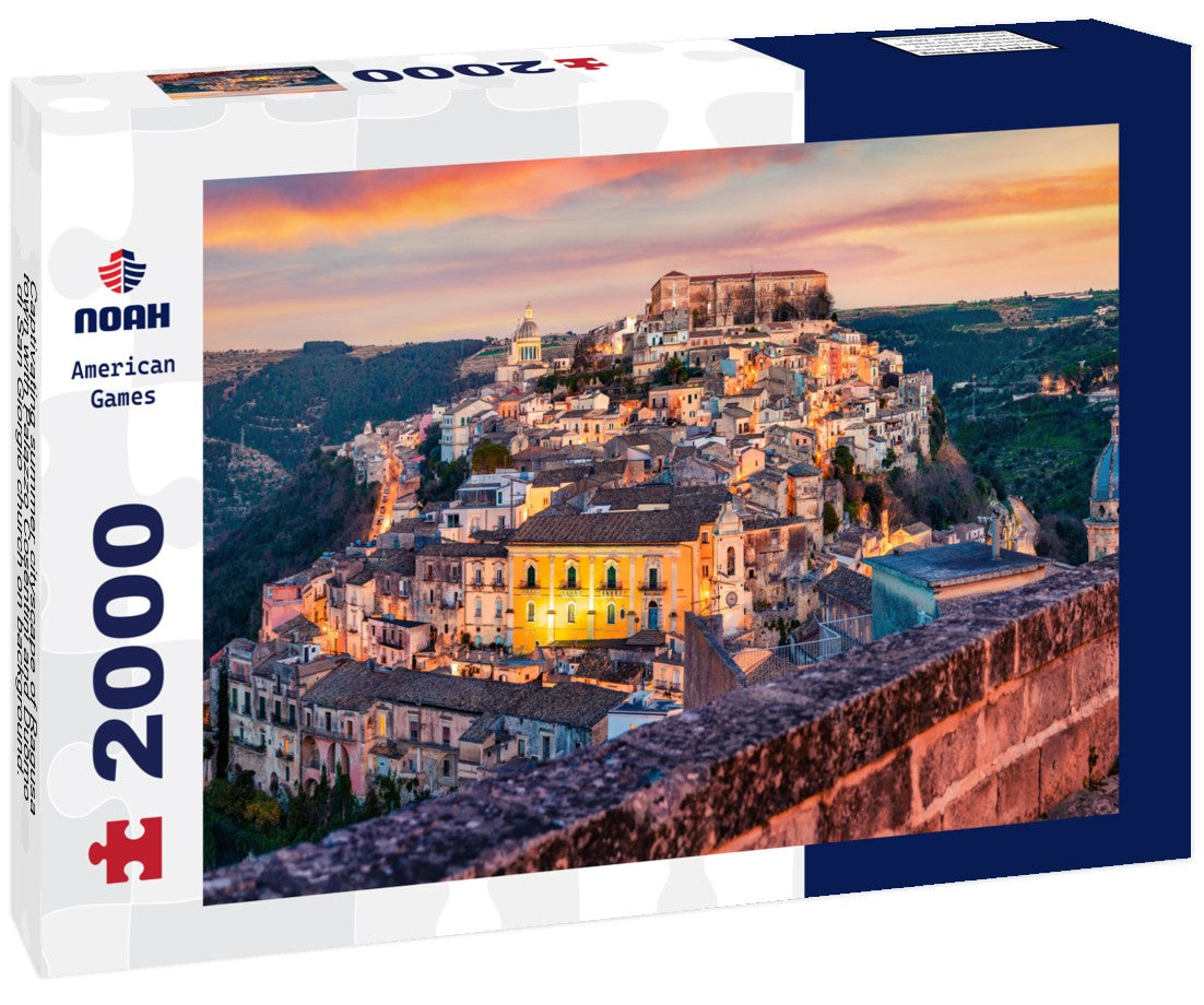 Captivating summer cityscape of Ragusa town with Palazzo Cosentini and Duomo di San Giorgio church on background. Colorful sunset in Sicily, Italy 2000pc Puzzle