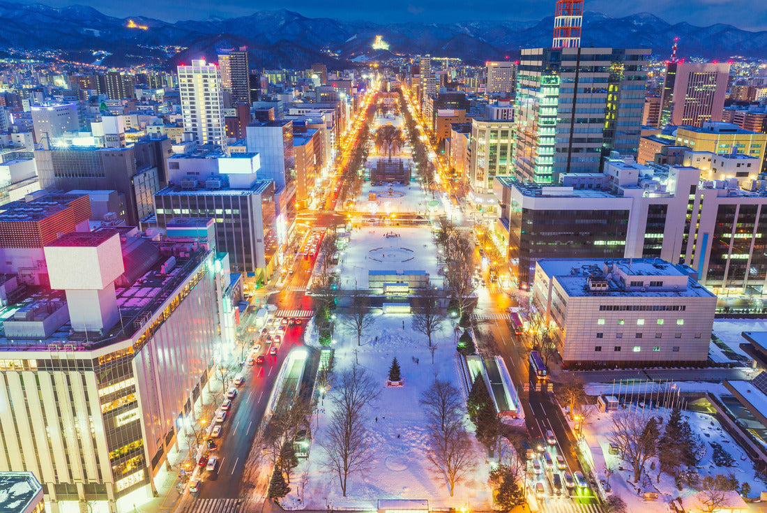 Cityscape Odori Park seen from Sapporo TV tower, illuminated during the winter season, famous tourist spot in Sapporo Snow Festival 2000pc Puzzle