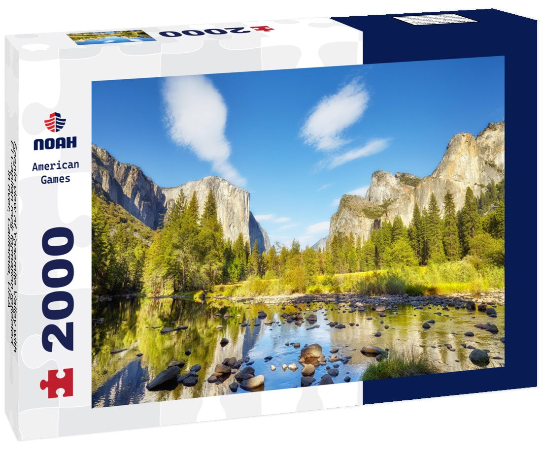 Scenic view of Yosemite Valley with El Capitan rock formation reflected in river, California, USA 2000pc Puzzle