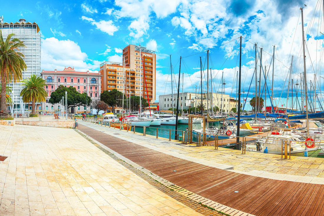 Splendid spring Cityscape with marina and Yachts and boats in town Cagliari. Location: Cagliari, Sardinia, Italy 2000pc Puzzle