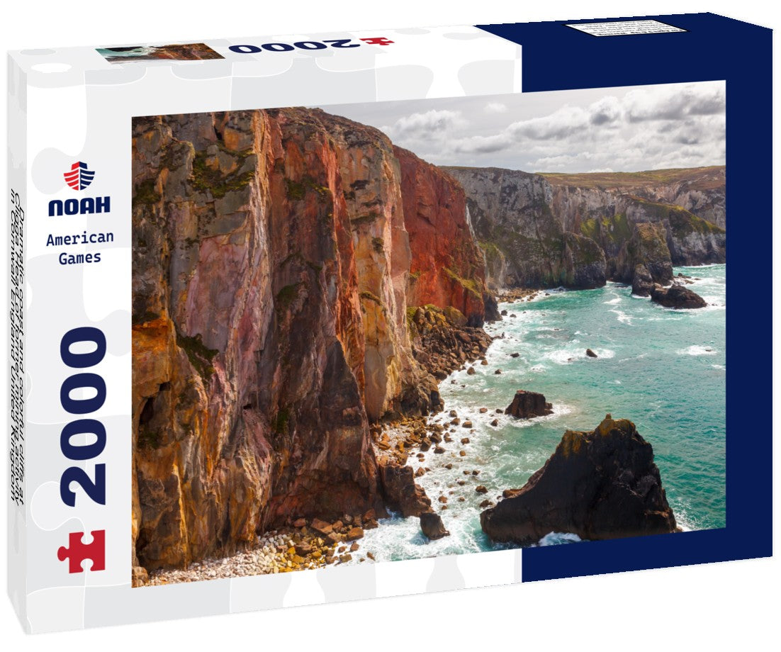Dramatic coast and colorful cliffs at Cligga Head of former mining activity in Cornwall England United Kingdom 2000pc Puzzle