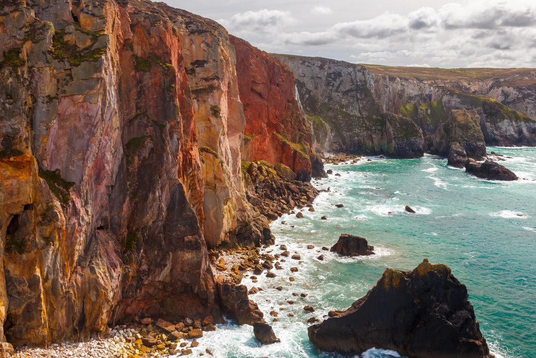 Dramatic coast and colorful cliffs at Cligga Head of former mining activity in Cornwall England United Kingdom 2000pc Puzzle