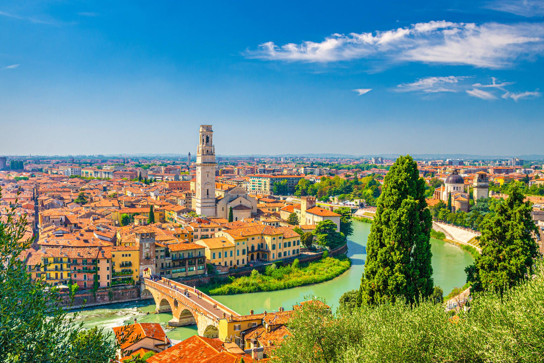 Aerial view of the historic city center of Verona, Ponte Pietra bridge over the Adige, Verona Cathedral, Verona Cathedral 2000pc Puzzle