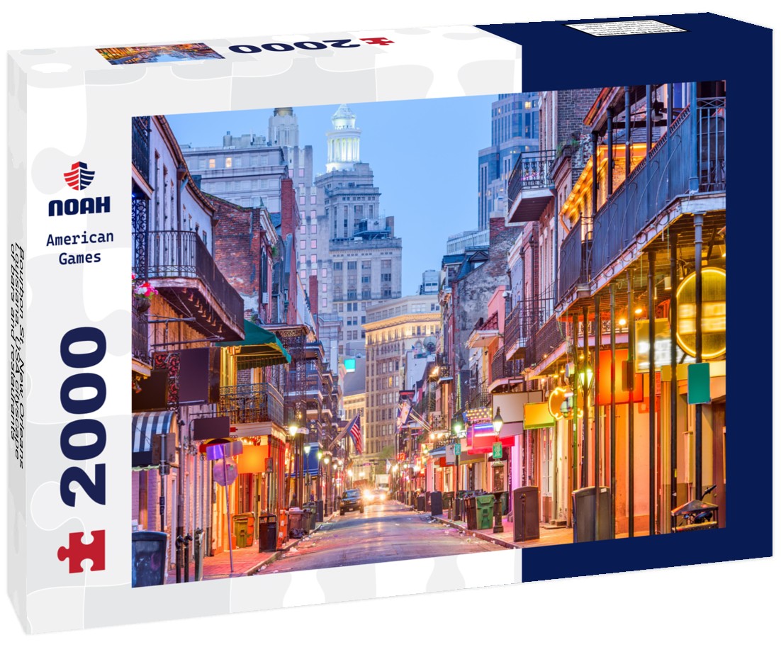 Bourbon St., New Orleans, Louisiana, USA cityscape of bars and restaurants at dusk 2000pc Puzzle