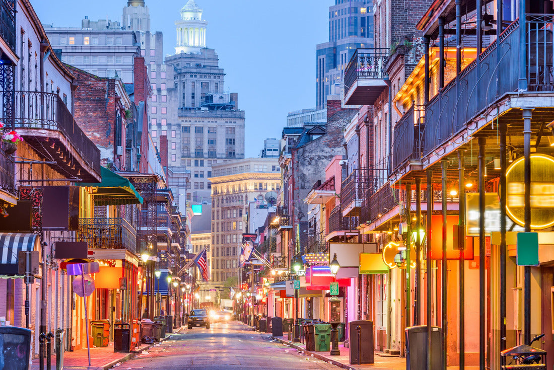Bourbon St., New Orleans, Louisiana, USA cityscape of bars and restaurants at dusk 2000pc Puzzle