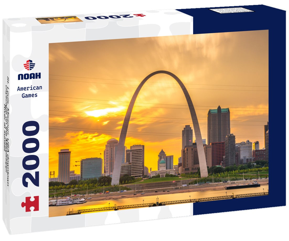 St. Louis, Missouri, USA downtown cityscape on the Mississippi River at sunset 2000pc Puzzle