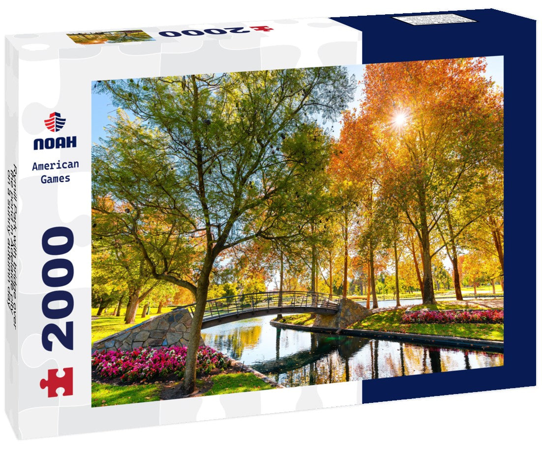 Rymill Park with bridge over the pond in Adelaide city on a sunny autumn day 2000pc Puzzle