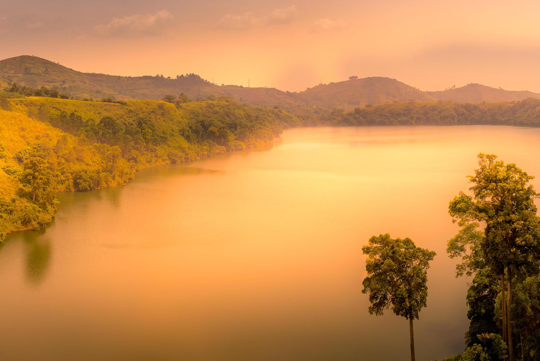 An extinct volcanic crater in the Katwe region at sunset, Uganda. 2000pc Puzzle