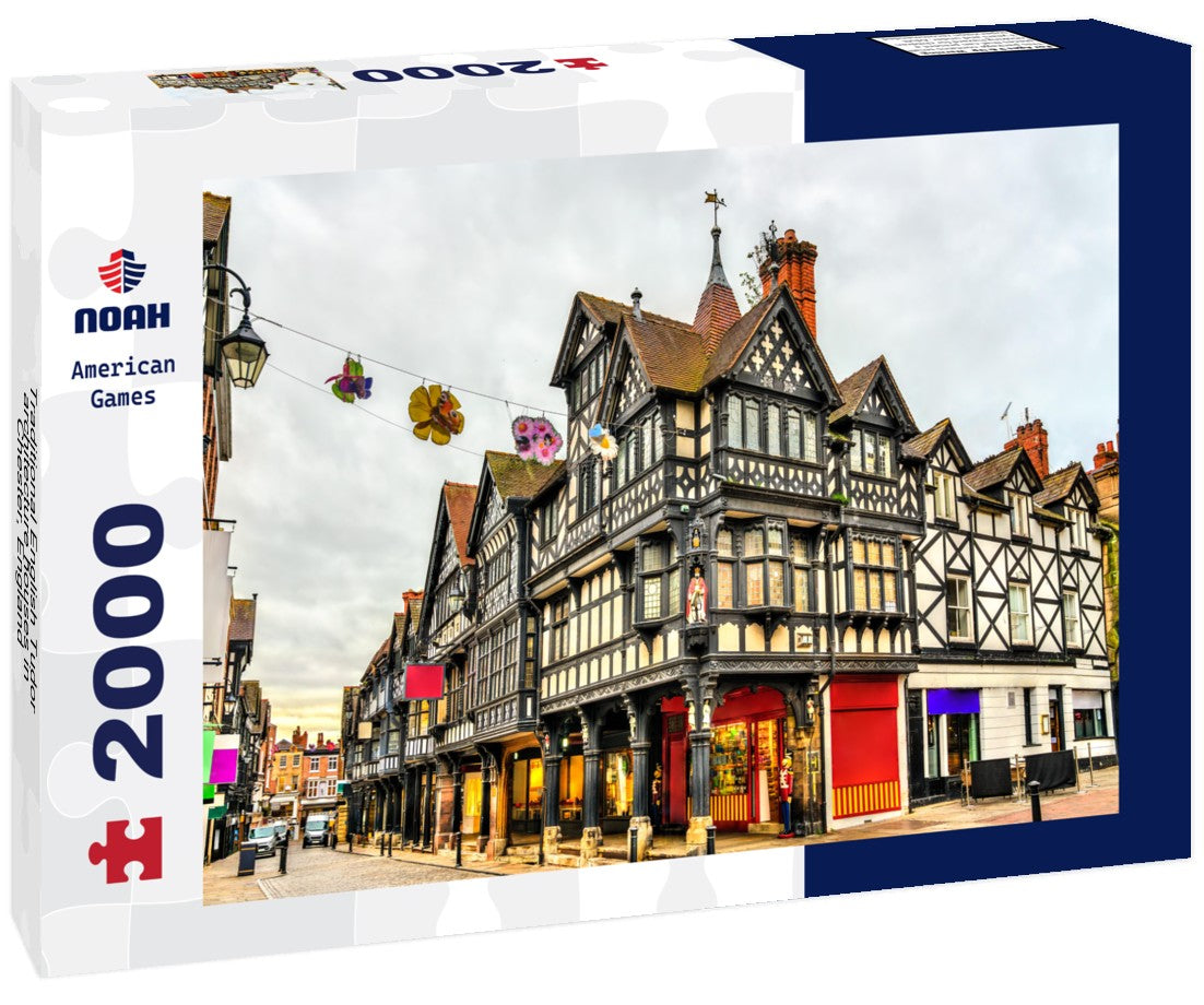 Traditional English Tudor architecture houses in Chester, England 2000pc Puzzle