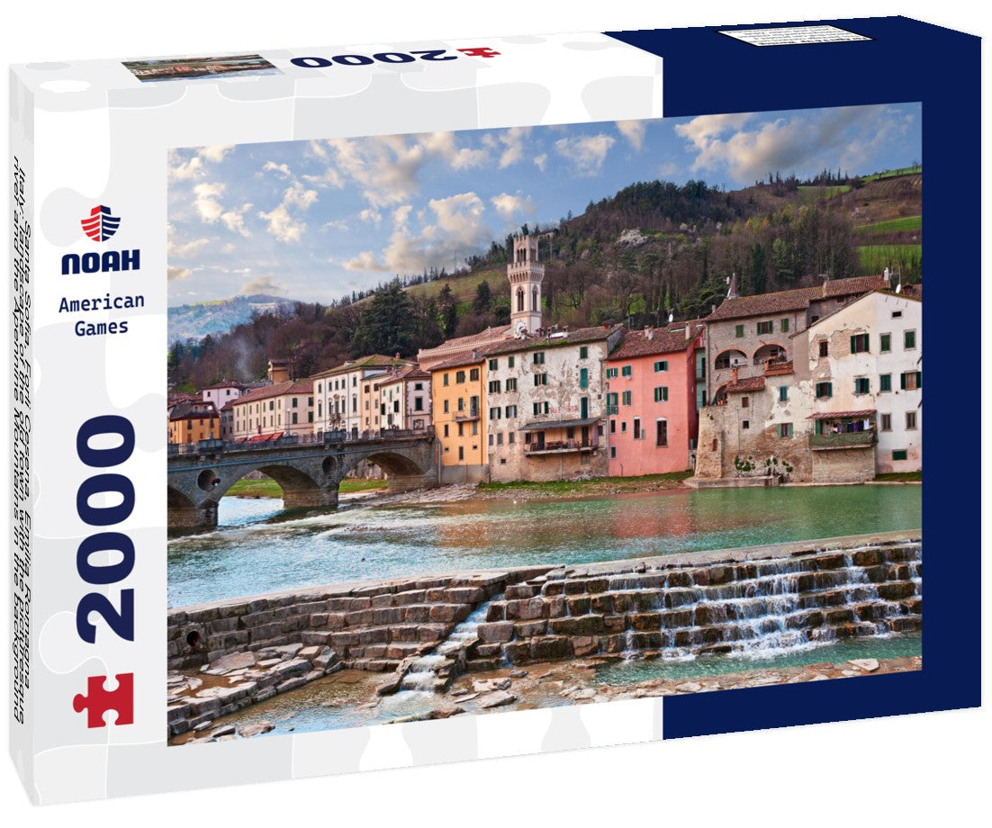 Santa Sofia, Forli Cesena, Emilia Romagna, Italy: landscape of the old town with the picturesque river and the Apennine Mountains in the background 2000pc Puzzle