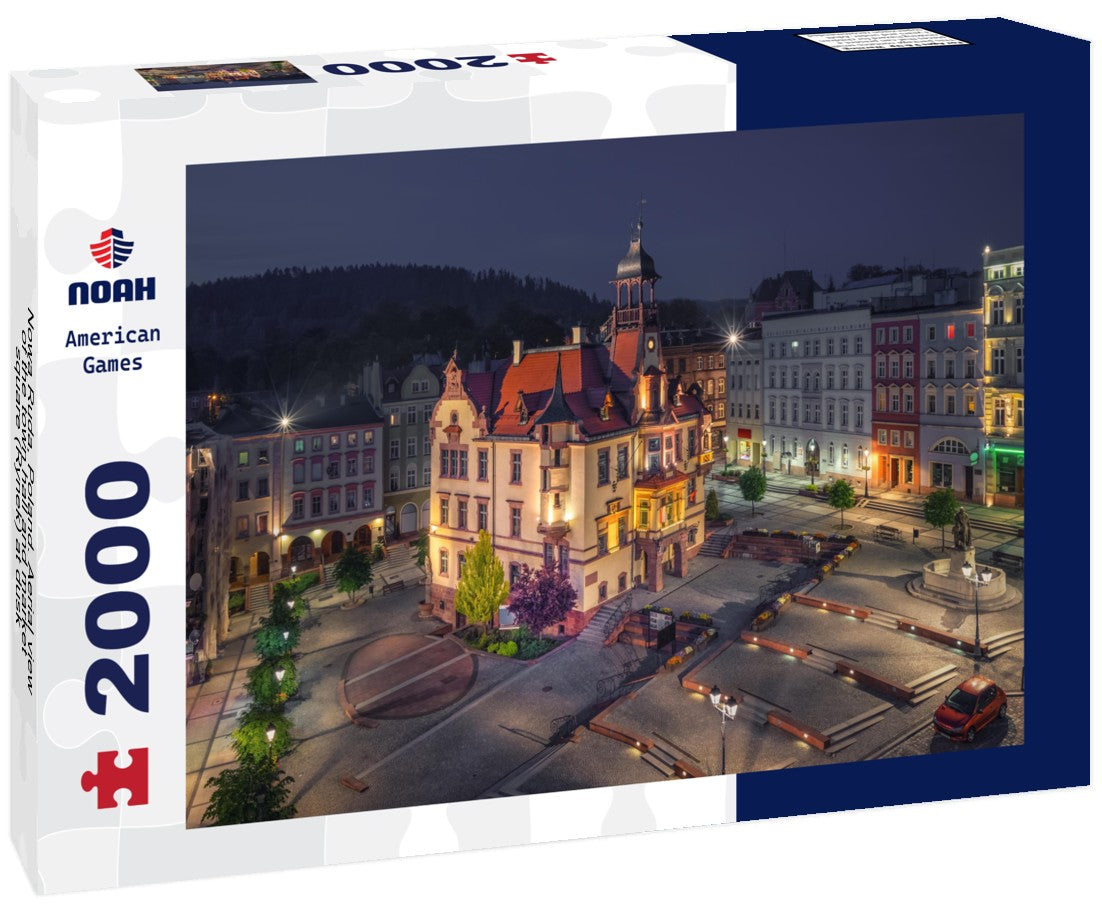 Nowa Ruda, Poland. Aerial view of the town hall and market square (Rynek) at dusk 2000pc Puzzle