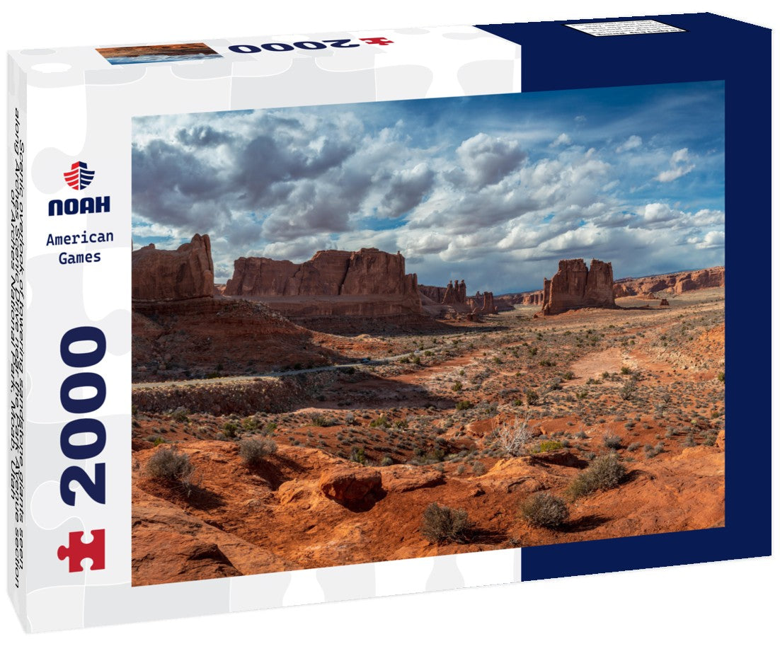 Scenic overlook of towering sandstone giants seen along Arches Scenic Drive near the Park Avenue section of Arches National Park, Moab, Utah 2000pc Puzzle