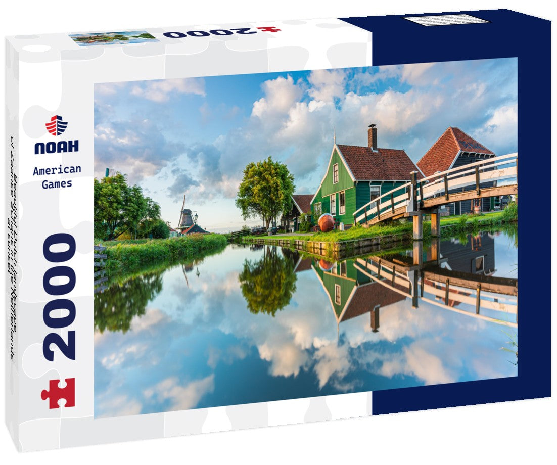 Beautiful Dutch landscape of Zaanse Schans in the Netherlands at sunset 2000pc Puzzle