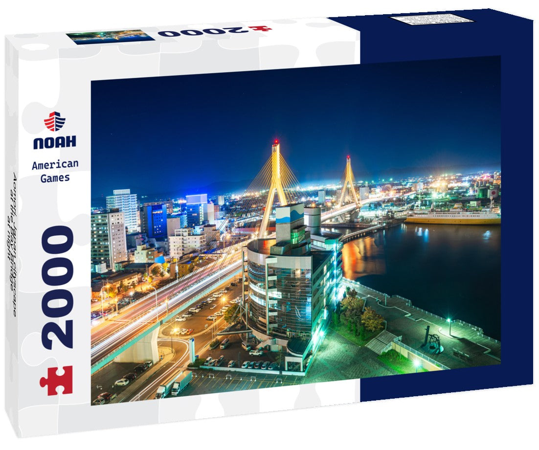 Aomori, Japan cityscape at the Bay Bridge at night 2000pc Puzzle