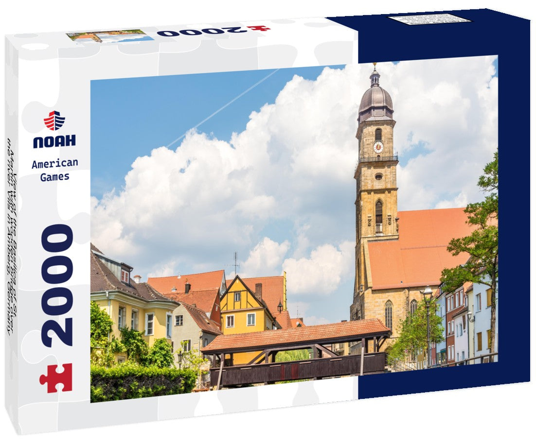 the Basilica of St. Martin with wooden bridge over the river Vils in Amberg, Germany 2000pc Puzzle
