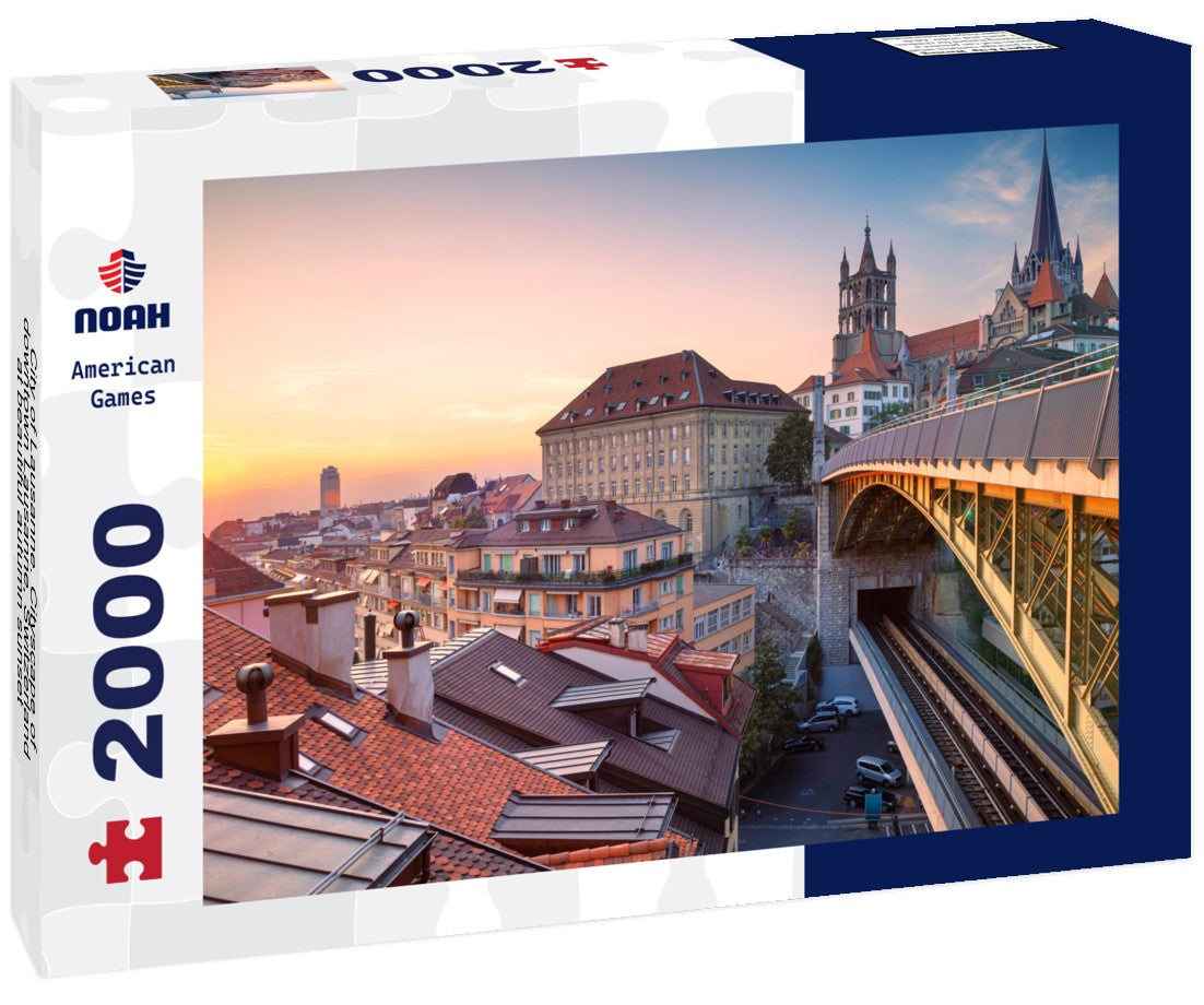 City of Lausanne. Cityscape of downtown Lausanne, Switzerland at beautiful autumn sunset 2000pc Puzzle