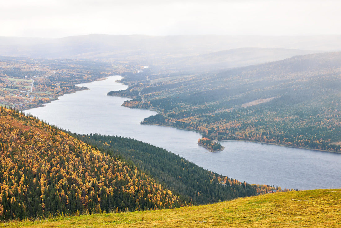 high mountains in Åre, looking down on Lake Åre and the autumn mountain landscape of Jämtland County in Sweden 2000pc Puzzle