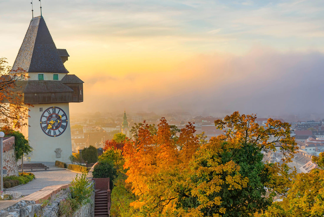 The famous clock tower on the Schlossberg, in Graz, Styria, Austria, at sunrise 2000pc Puzzle