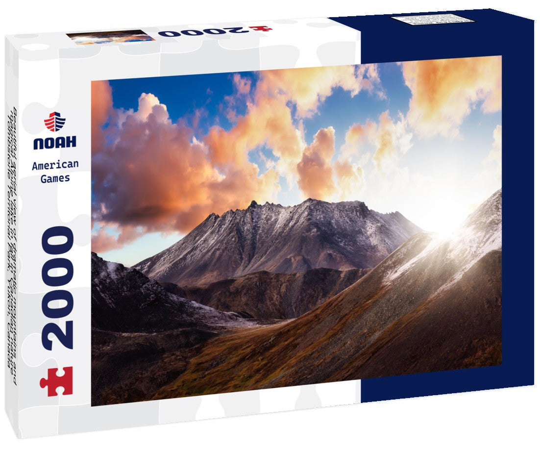 Beautiful aerial view of dramatic mountains and magical Alpine lake in fall in Canadian nature, Tombstone Territorial Park, Yukon, Canada 2000pc Puzzle