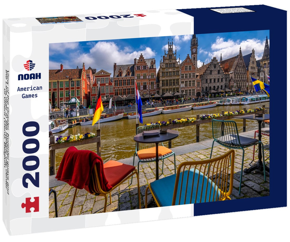 the Graslei, Korenlei quays and the Leie river in the historic city center of Ghent (Gent), Belgium 2000pc Puzzle
