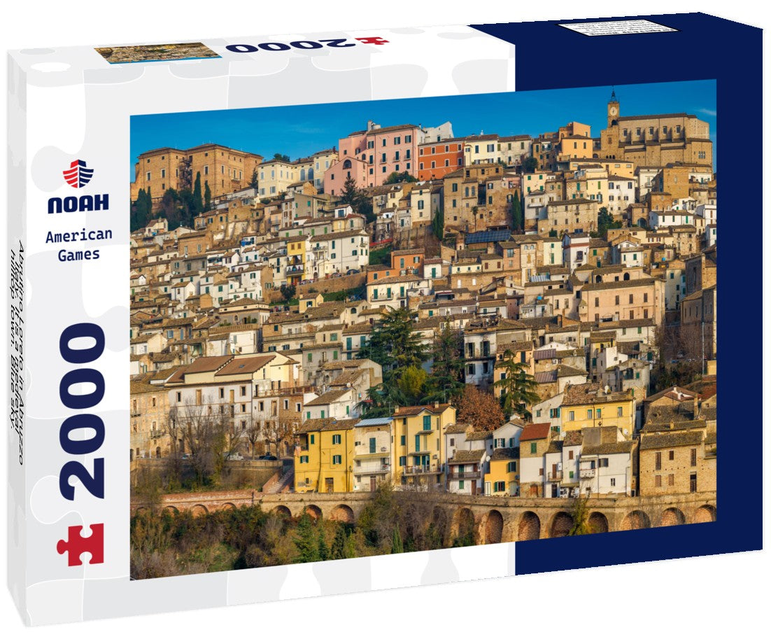 Abrutino Loreto in Abruzzo, Italy. It is a medieval hilltop town. Blue sky. view 2000pc Puzzle