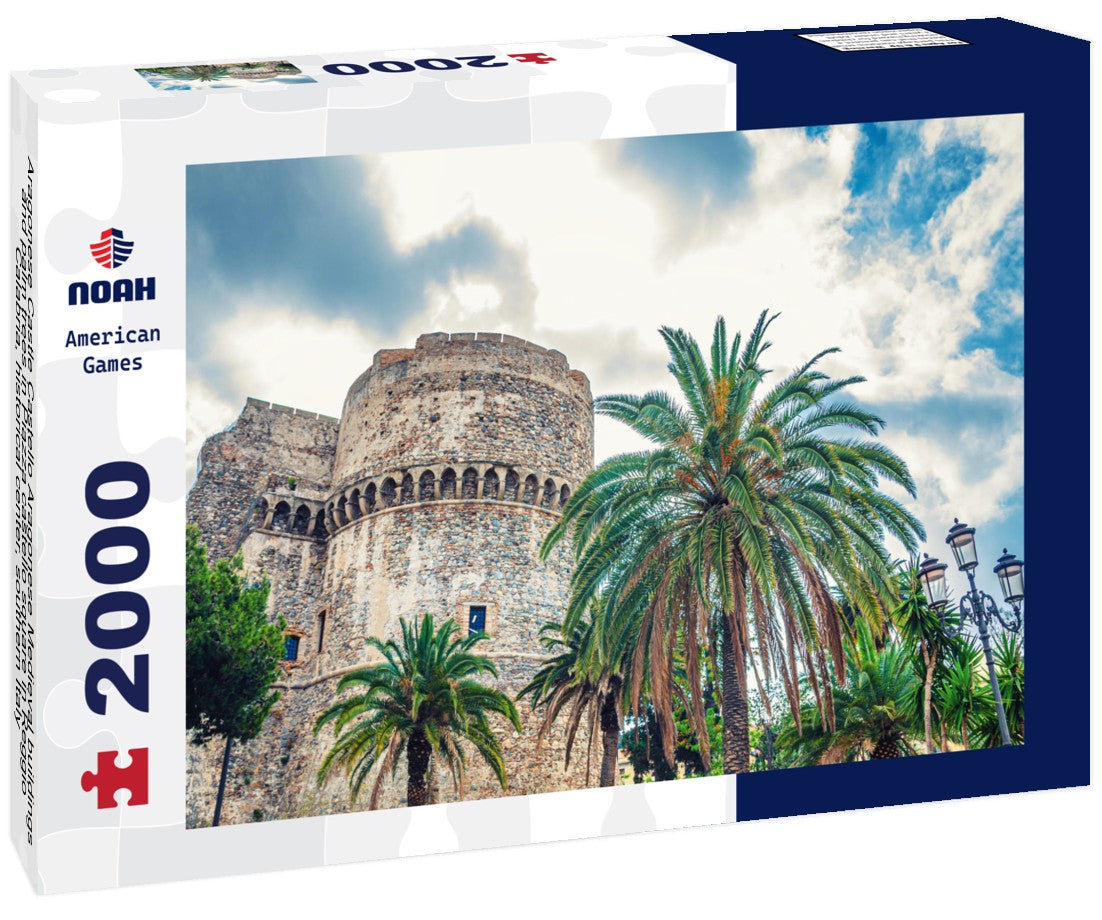 Aragonese Castle Castello Aragonese Medieval buildings and palm trees in Piazza castello square in Reggio Calabria, historical center, southern Italy 2000pc Puzzle