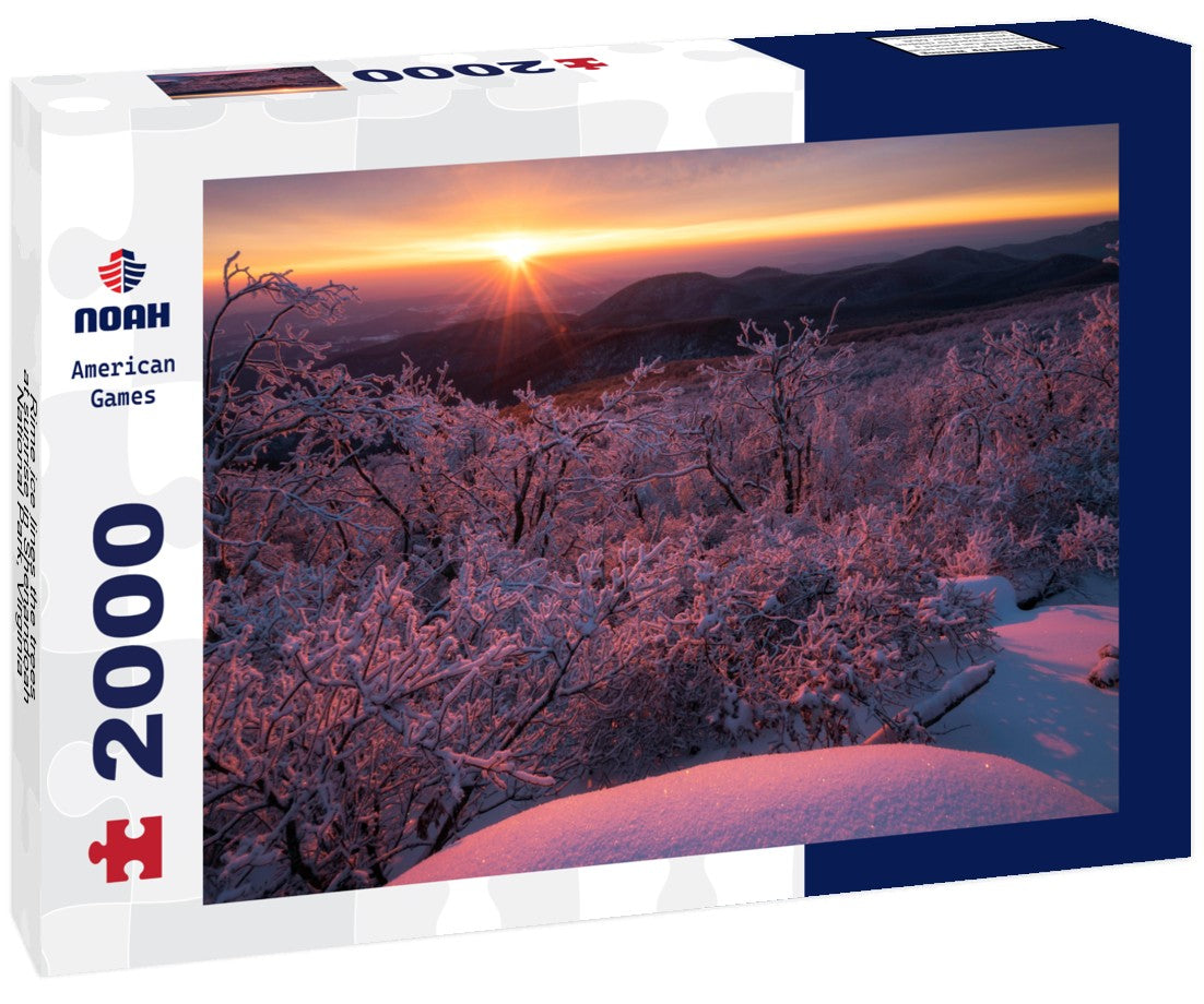 Rime ice lines the trees at sunrise in Shenandoah National Park, Virginia 2000pc Puzzle