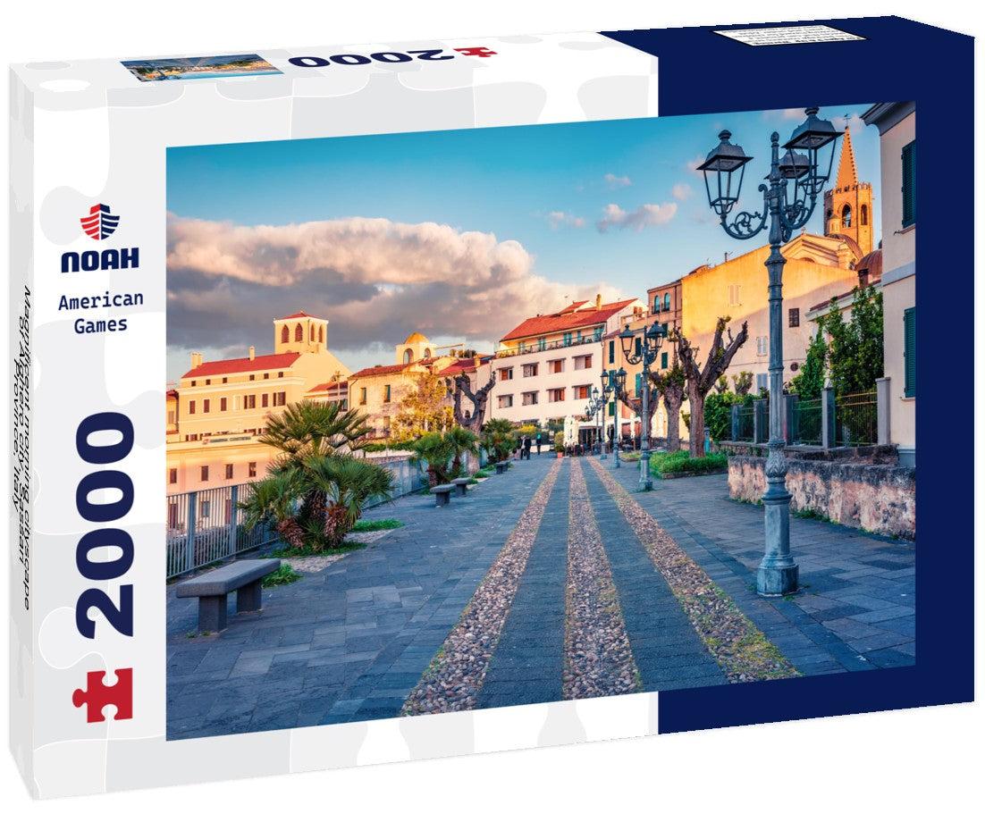 Magnificent morning cityscape of Alghero city, Sassari Province, Italy 2000pc Puzzle