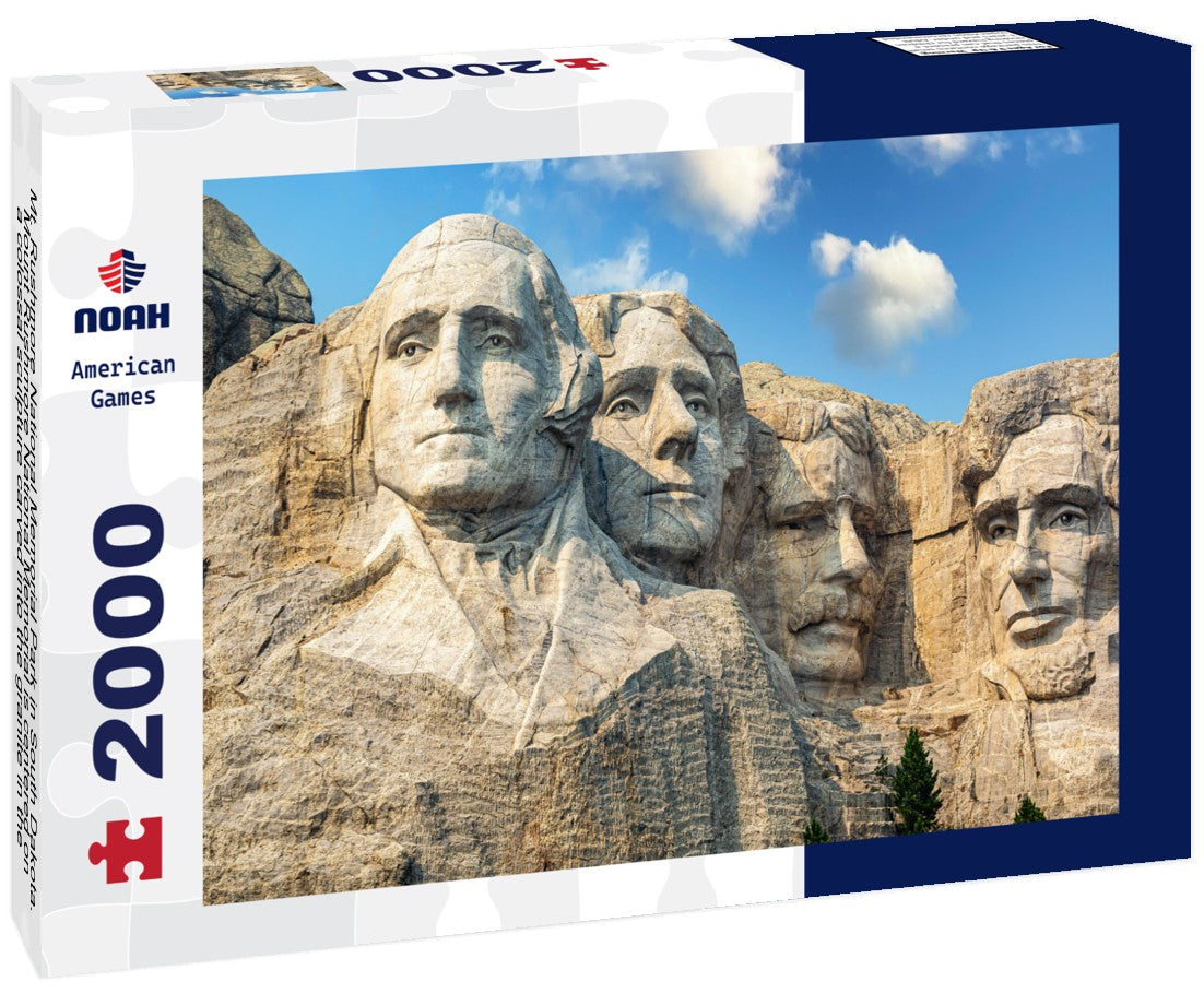 Mt. Rushmore National Memorial Park in South Dakota. Mount Rushmore National Memorial is centered on a colossal sculpture carved into the granite in the Black Hills in Keystone, South Dakota 2000pc Puzzle