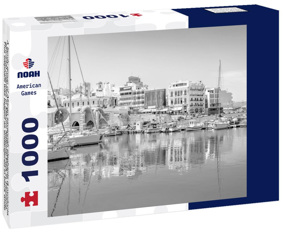 Noah Jigsaw Puzzle A family group of African savannah elephants (Loxodonta africana) migrates in Mikumi National Park in Tanzania. This elephant was tagged as endangered in black white 1000 pieces