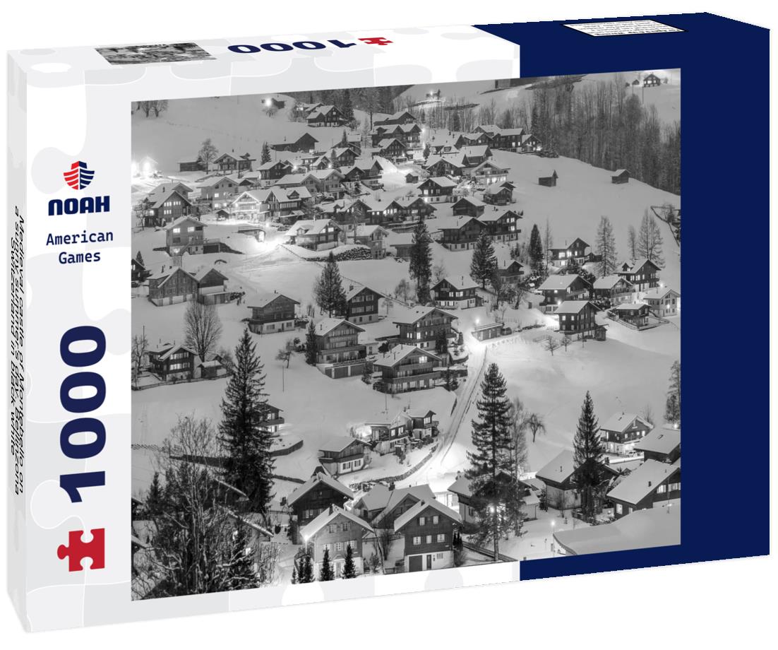 Noah Jigsaw Puzzle Medieval castle of Montebello on a sunny summer's day. Bellinzona, Switzerland in black white 1000 pieces