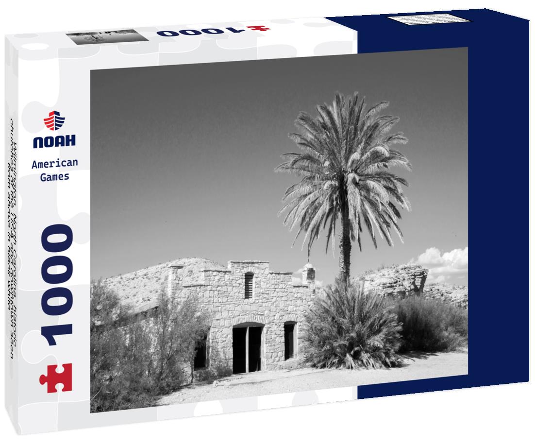 Wilmington, North Carolina, historic churches of the USA and downtown seen from above 1000pc PuzzleBlack and White