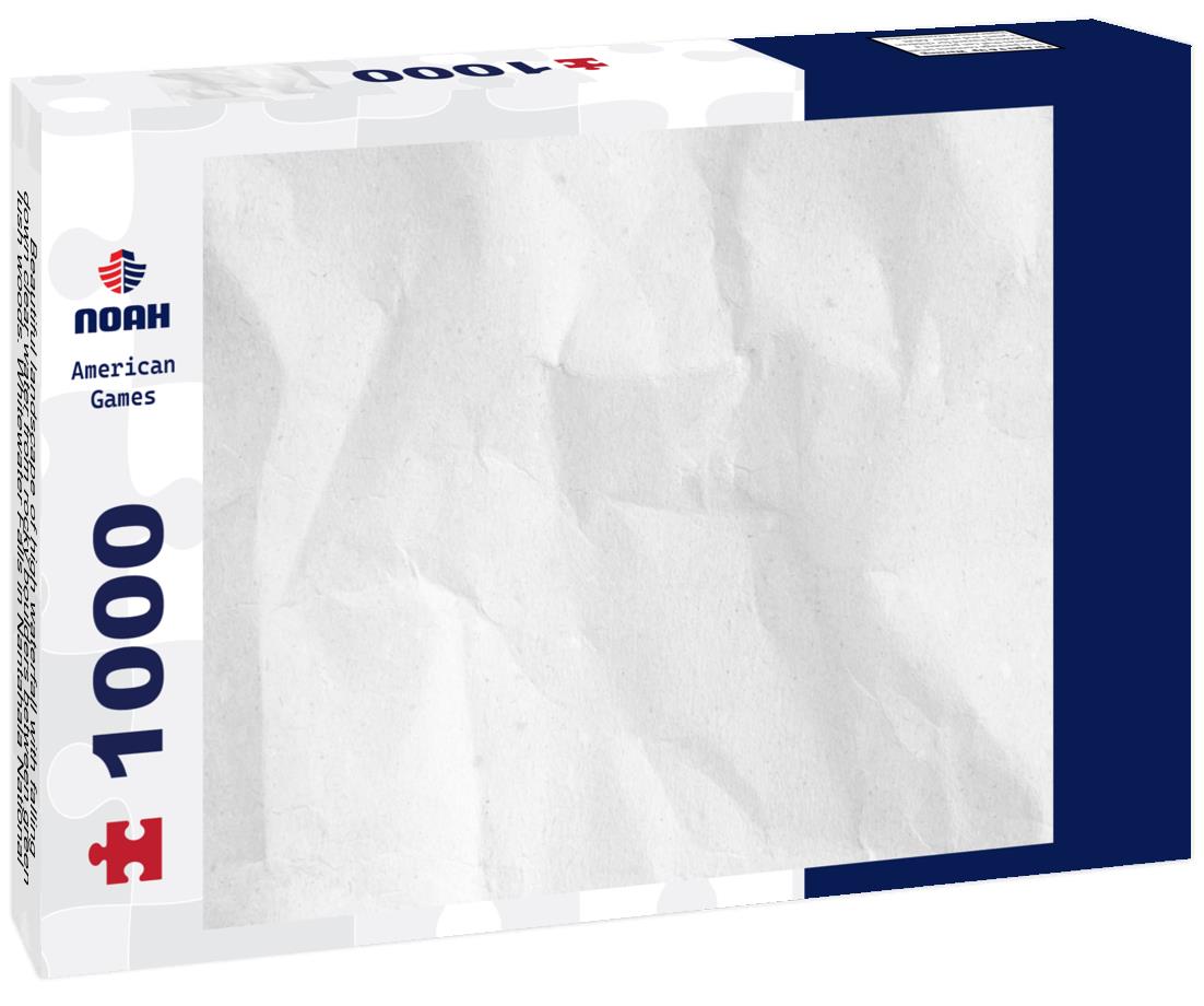 Noah Jigsaw Puzzle Beautiful landscape of high waterfall with falling down clear water from rocky boulders between green lush woods. Whitewater Falls in Nantahala National Forest, North Carolina, USA in black white 1000 pieces