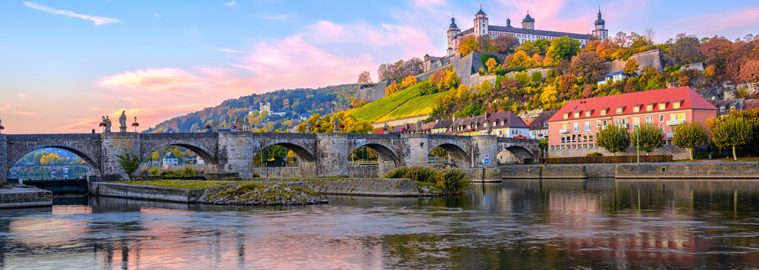 Noah Jigsaw Puzzle Wurzburg, Bavaria, Germany, view of the Marienberg Fortress and the Old Main Bridge reflecting on the river at sunrise panorama 1000 pieces