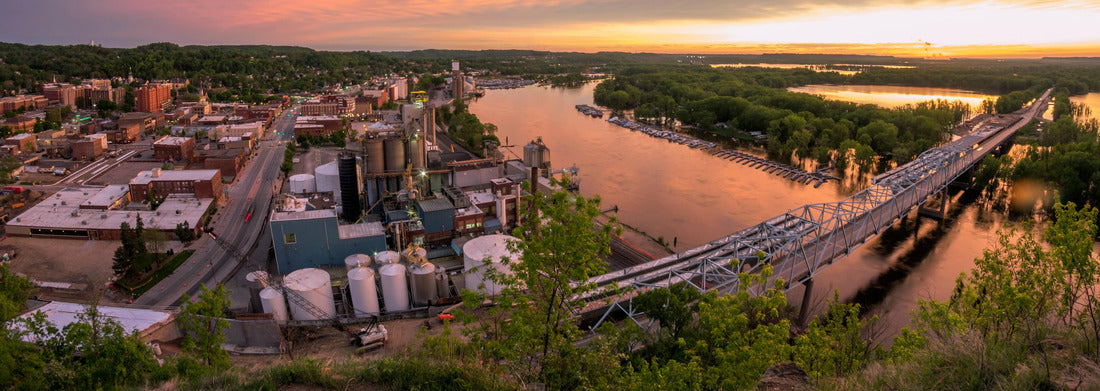 Noah Jigsaw Puzzle A Fisheye View of a Dramatic Spring Sunset over the Mississippi River and Rural Red Wing, Minnesota panorama 1000 pieces