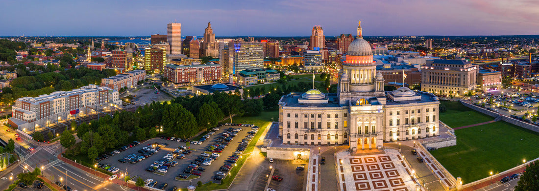 Noah Jigsaw Puzzle Aerial panorama of Providence skyline and Rhode Island capitol building at dusk. Providence is the capital city of the U.S. state of Rhode Island. Founded in 1636 is one of the oldest cities in USA panorama 1000 pieces