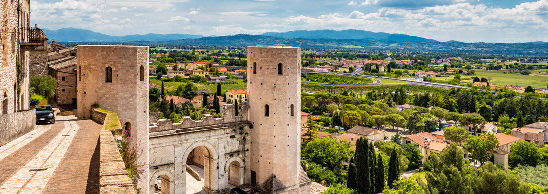 Noah Jigsaw Puzzle The Porta di Venere from Roman times is made of white travertine with three arches and the two towers of Properzio. In Spello, in the province of Perugia, Umbria, Italy panorama 1000 pieces