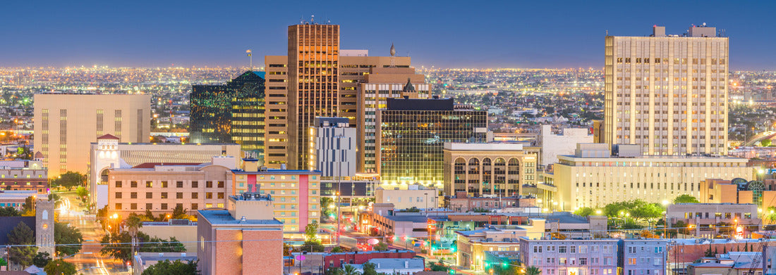 Noah Jigsaw Puzzle El Paso, Texas, USA downtown city skyline at dusk with Juarez, Mexico in the distance panorama 1000 pieces