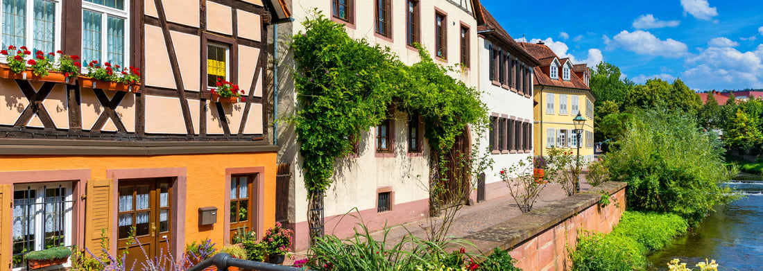 Noah Jigsaw Puzzle Old city of Ettlingen in Germany with a river and a church. View of a central district of Ettlingen, Germany, with a river and a bell tower of a church panorama 1000 pieces