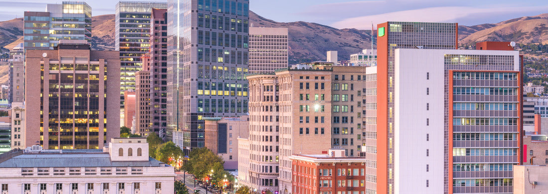 Noah Jigsaw Puzzle Salt Lake City, Utah, USA downtown financial district cityscape at twilight panorama 1000 pieces