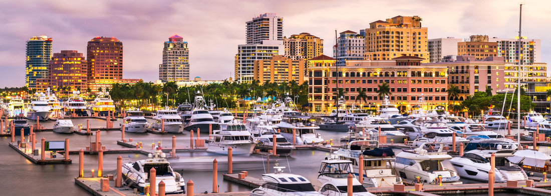 Noah Jigsaw Puzzle West Palm Beach, Florida, USA Downtown Skyline on the Intracoastal Waterway at dawn panorama 1000 pieces