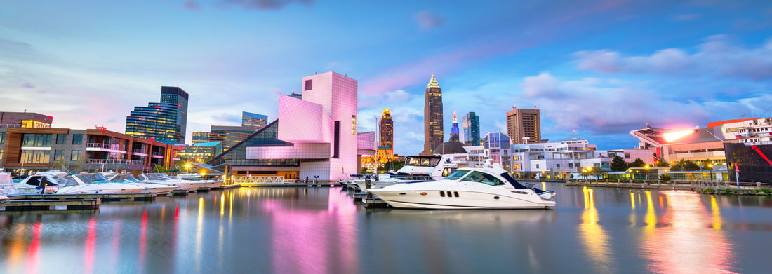 Noah Jigsaw Puzzle Cleveland, Ohio, USA downtown city skyline and harbor at twilight panorama 1000 pieces