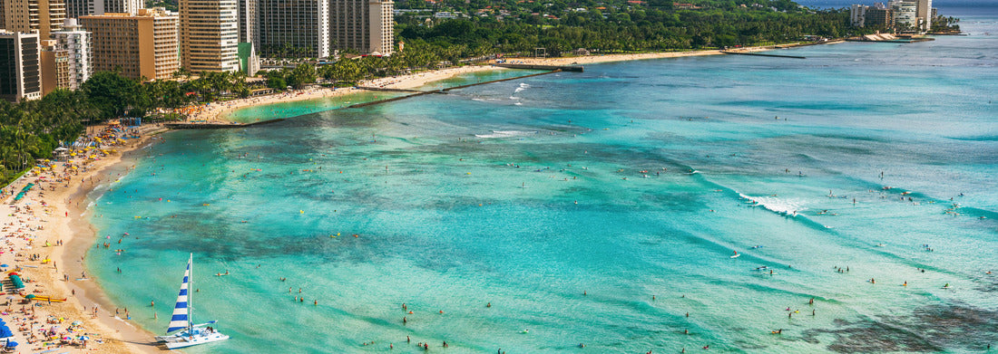 Noah Jigsaw Puzzle Hawaii beach Honolulu city travel landscape of Waikiki beach and Diamond Head mountain peak at sunset, Oahu island panorama 1000 pieces