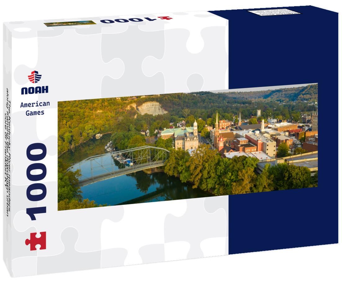 The Kentucky River meanders along framing the downtown urban core of Frankfort KY 1000pc Panoramic Puzzle