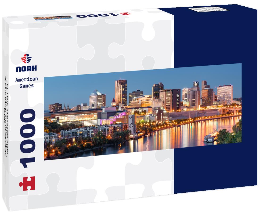 St. Paul, Minnesota night skyline along the Mississippi River 1000pc Panoramic Puzzle