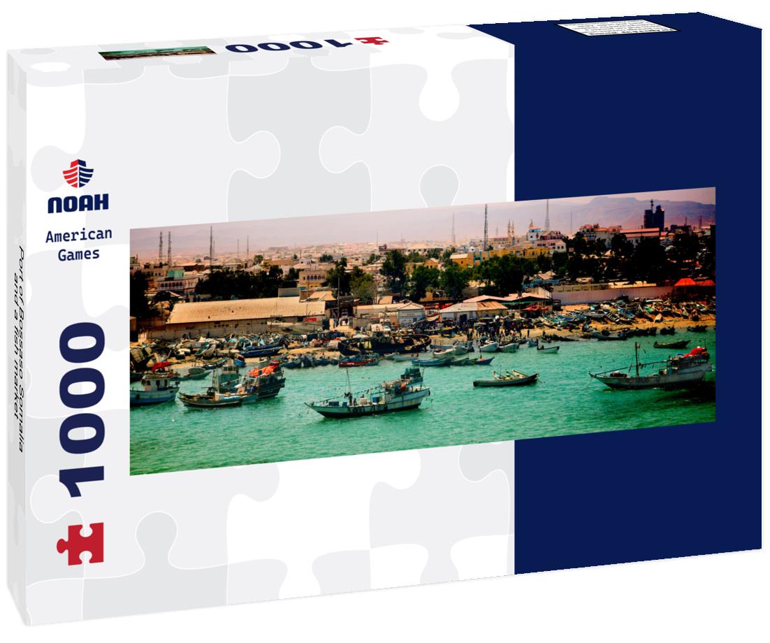 Port of Bossaso Somalia and a fish market 1000pc Panoramic Puzzle