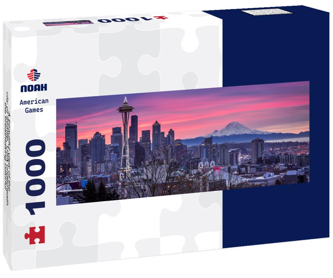 Noah Jigsaw Puzzle A beautiful view of the city of Seattle, USA underneath the breathtaking colorful sky panorama 1000 pieces