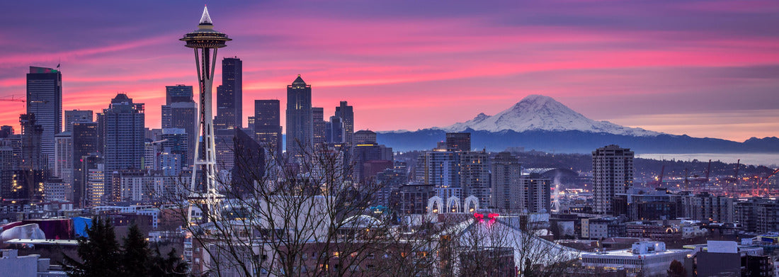 Noah Jigsaw Puzzle A beautiful view of the city of Seattle, USA underneath the breathtaking colorful sky panorama 1000 pieces