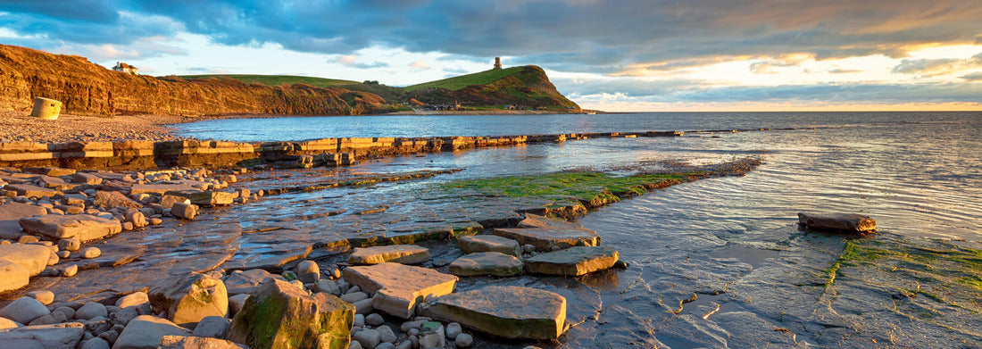 Noah Jigsaw Puzzle Dramatic sky over Kimmeridge Bay on the Jurassic Coast of Dorset, looking out to Hen Cliff with Clavel Tower perched on top panorama 1000 pieces