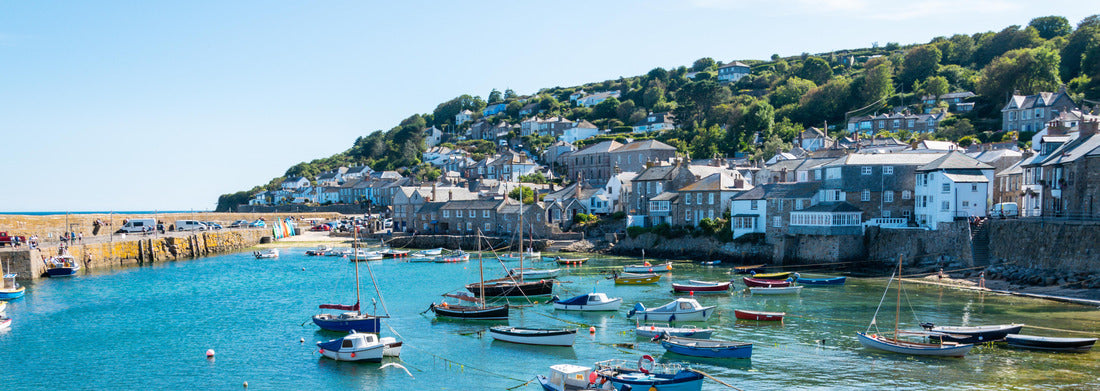 Noah Jigsaw Puzzle Boats in the harbor of Mousehole, a picturesque Cornish fishing village near Penzance in Cornwall, England panorama 1000 pieces